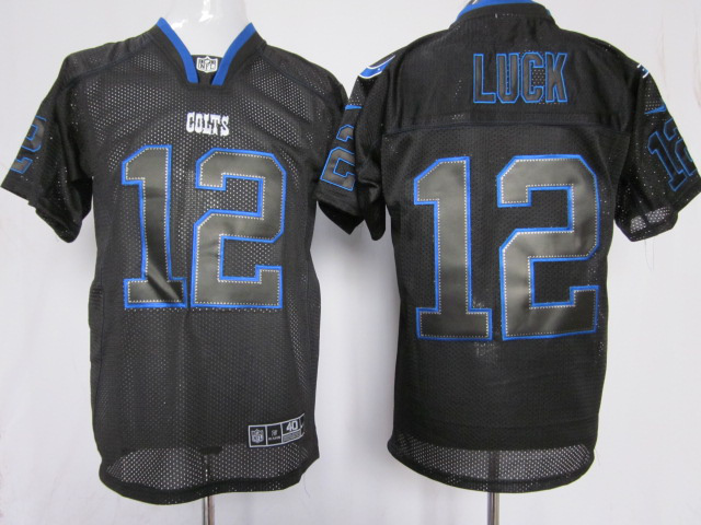 Nike Colts 12 Luck Lights Out Black Elite Jerseys