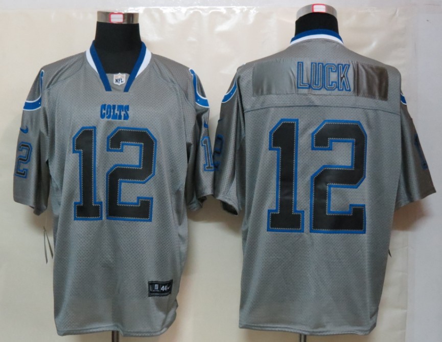 Nike Colts 12 Luck Lights Out Grey Elite Jersey
