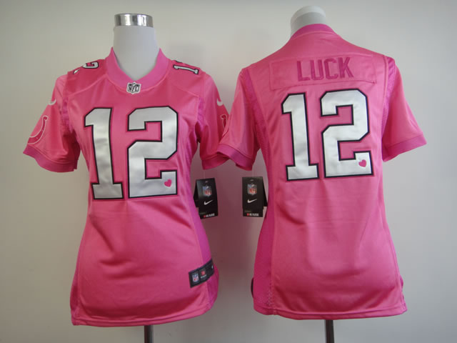 Nike Colts 12 Luck Pink Love's Women Jerseys
