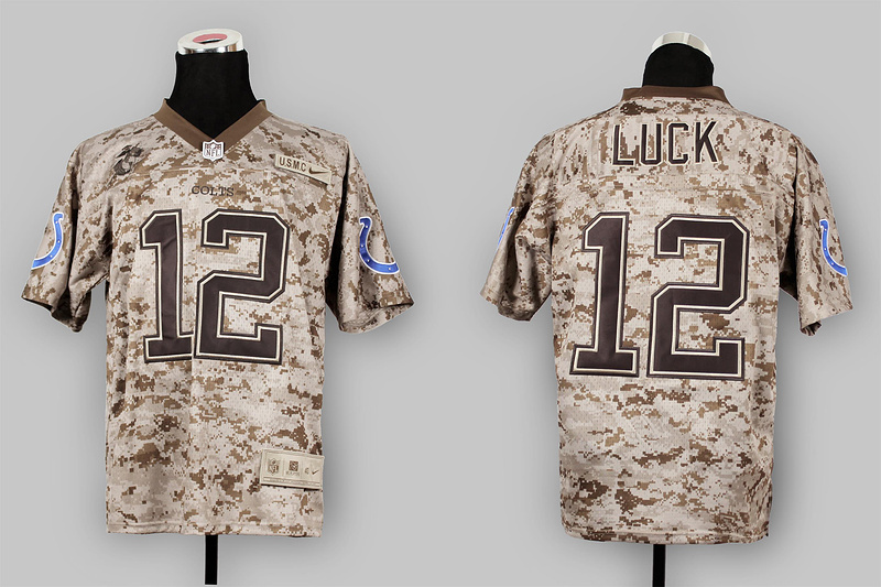 Nike Colts 12 Luck US Marine Corps Camo Elite Jerseys