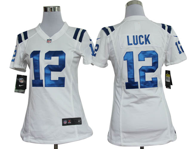 Nike Colts 12 Luck White Game Women Jerseys