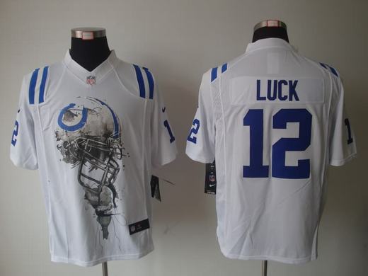 Nike Colts 12 Luck White Helmet Tri-Blend Limited Jerseys