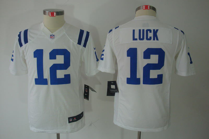 Nike Colts 12 Luck White Kids Limited Jerseys