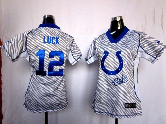 Nike Colts 12 Luck Women Zebra Jerseys