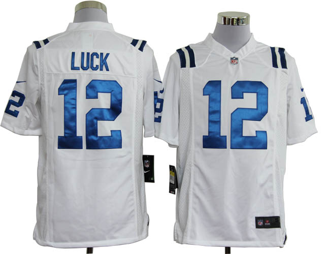 Nike Colts 12 Luck white Game Jerseys