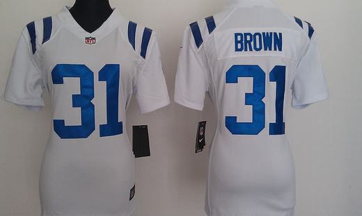 Nike Colts 31 Brown White Women Game Jerseys