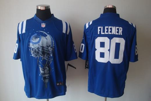 Nike Colts 80 Fleener Blue Helmet Tri-Blend Limited Jerseys