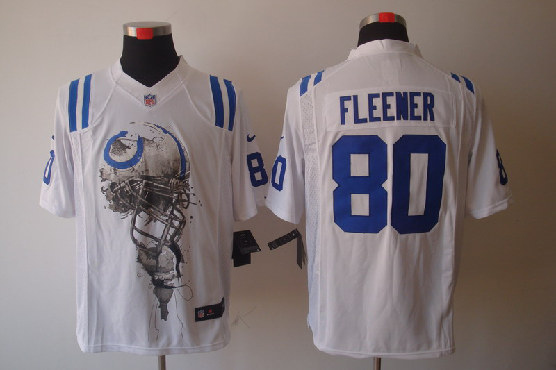 Nike Colts 80 Fleener White Helmet Tri-Blend Limited Jerseys