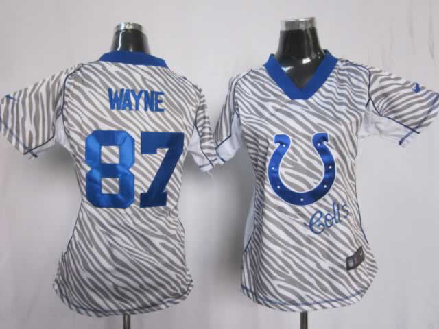 Nike Colts 87 Wayne Women Zebra Jerseys