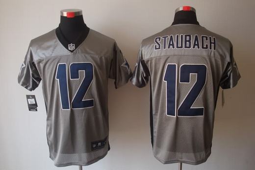 Nike Cowboys 12 Staubach Grey Elite Jerseys