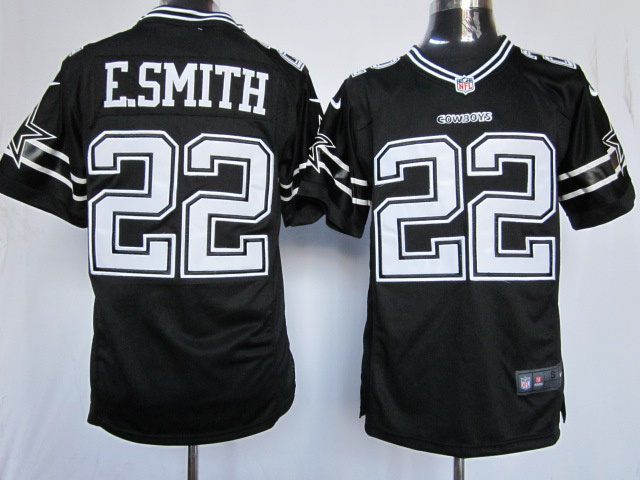 Nike Cowboys 22 E.Smith Black Game Jerseys