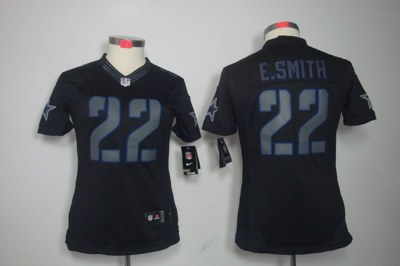Nike Cowboys 22 E.Smith Black Impact Women Limited Jerseys