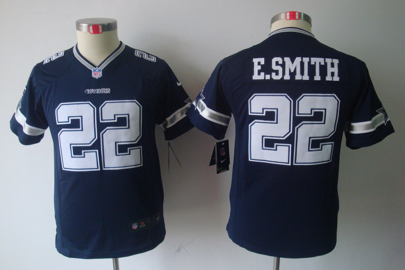 Nike Cowboys 22 E.Smith Blue Kids Limited Jerseys