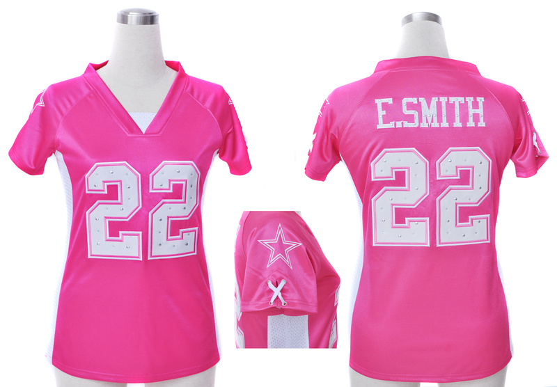 Nike Cowboys 22 E.Smith Pink Women Draft Him II Top Jerseys