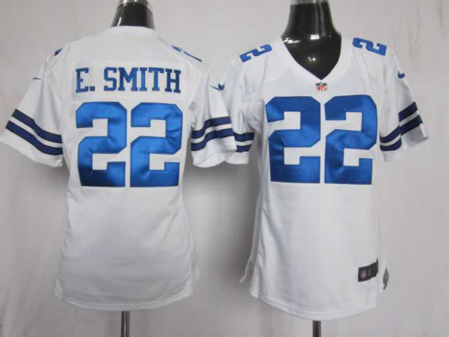 Nike Cowboys 22 E.Smith White Women Game Jerseys