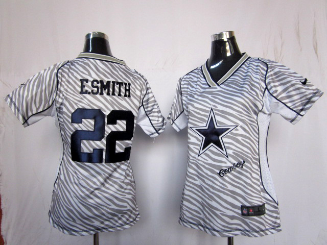 Nike Cowboys 22 E.Smith Women Zebra Jerseys