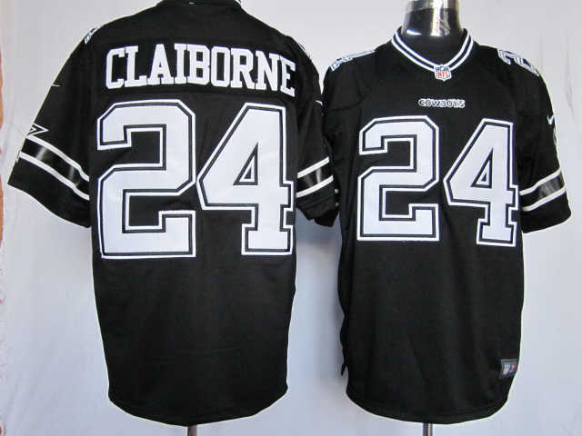 Nike Cowboys 24 Claiborne Black Game Jerseys