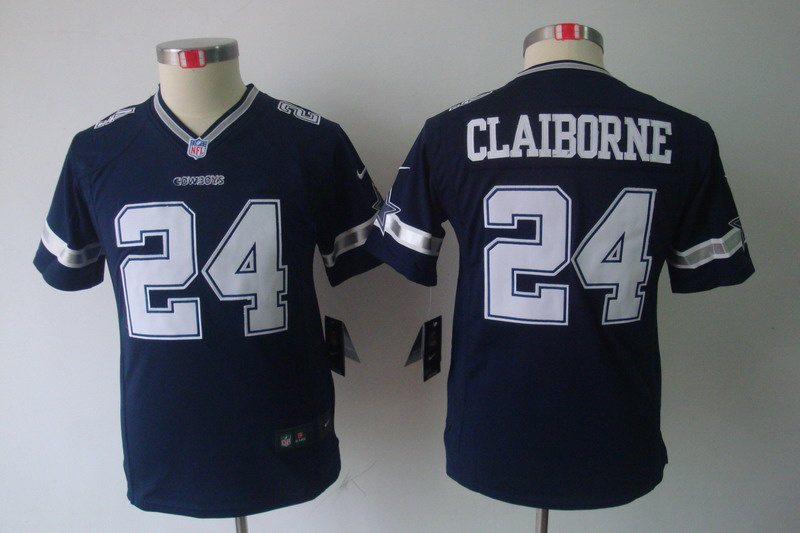 Nike Cowboys 24 Claiborne Blue Kids Limited Jerseys - Click Image to Close