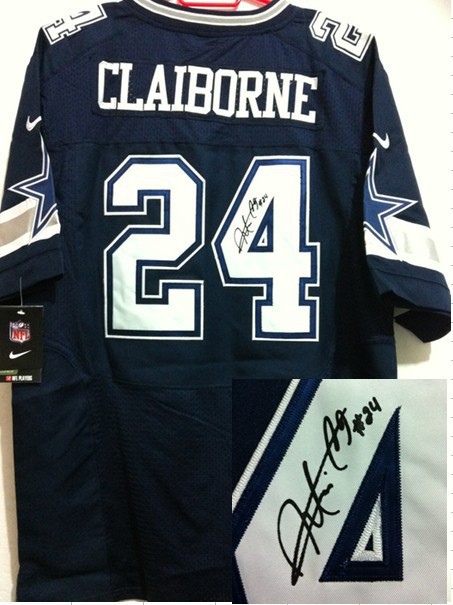 Nike Cowboys 24 Claiborne Blue Signature Edition Jerseys