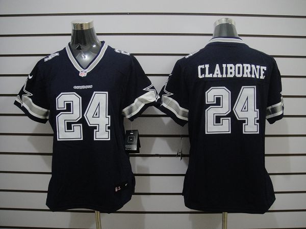 Nike Cowboys 24 Claiborne Blue Women Limited Jerseys