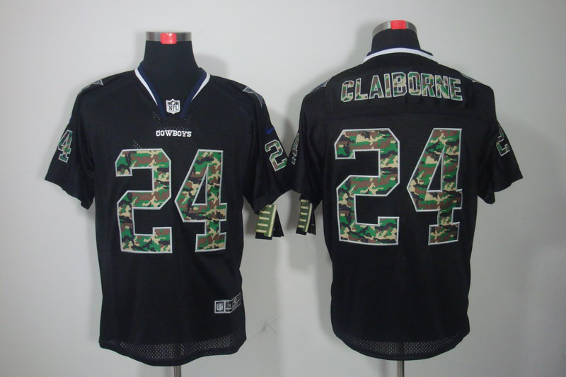 Nike Cowboys 24 Claiborne Camo Number Black Elite Jerseys