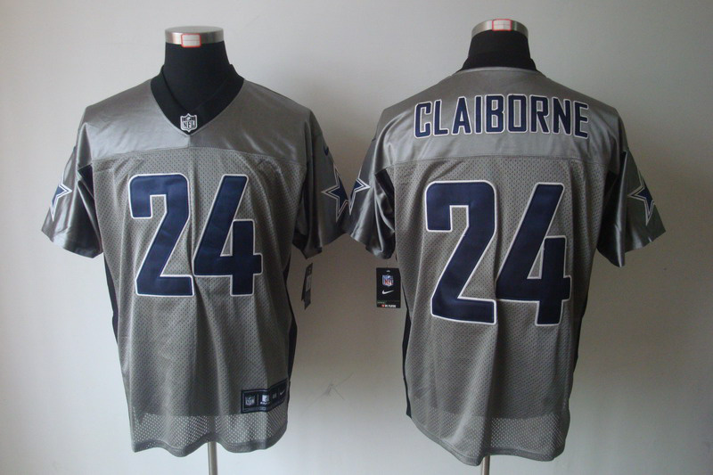 Nike Cowboys 24 Claiborne Grey Shadow Elite Jerseys
