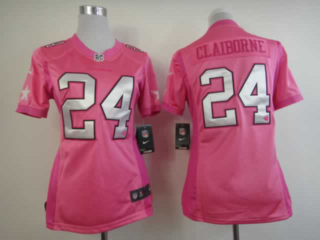 Nike Cowboys 24 Claiborne Pink Love's Women Jerseys