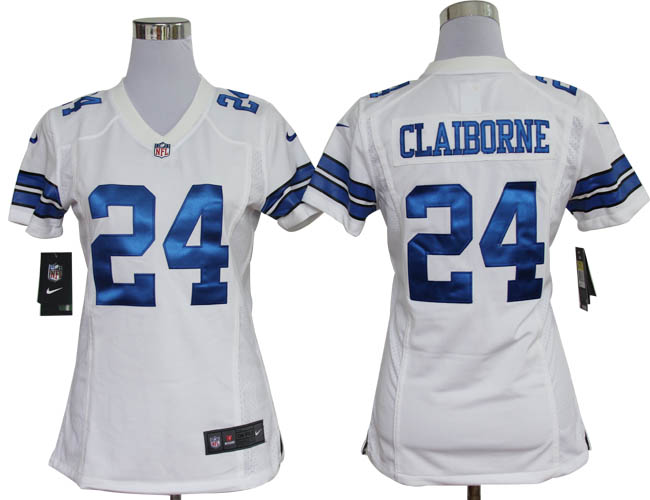 Nike Cowboys 24 Claiborne White Game Women Jerseys