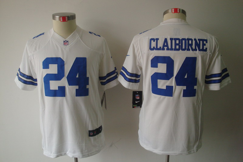 Nike Cowboys 24 Claiborne White Kids Limited Jerseys