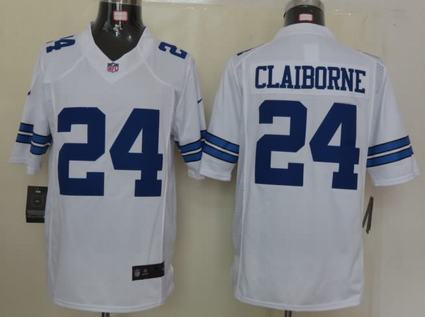 Nike Cowboys 24 Claiborne White Limited Jersey