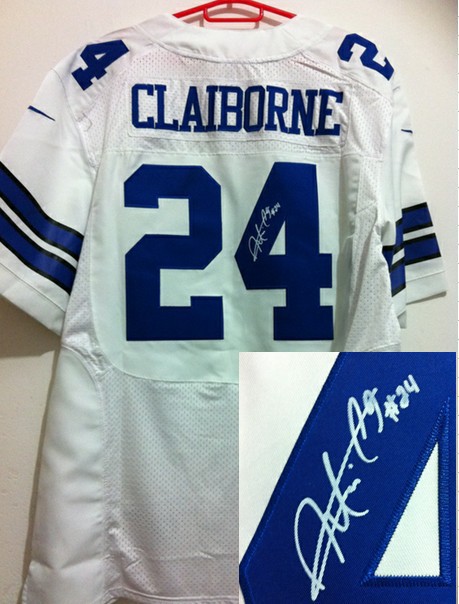 Nike Cowboys 24 Claiborne White Signature Edition Jerseys