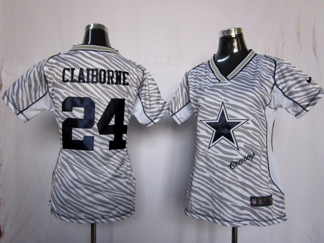 Nike Cowboys 24 Claiborne Women Zebra Jerseys
