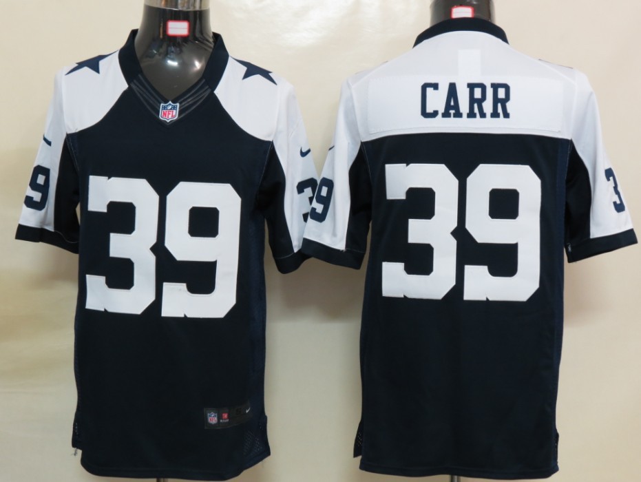 Nike Cowboys 39 Carr blue thankgiving Game Jerseys