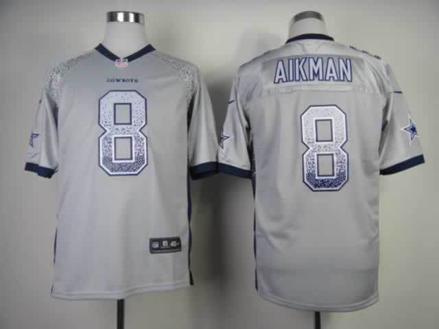 Nike Cowboys 8 Aikman Grey Elite Drift Jersey