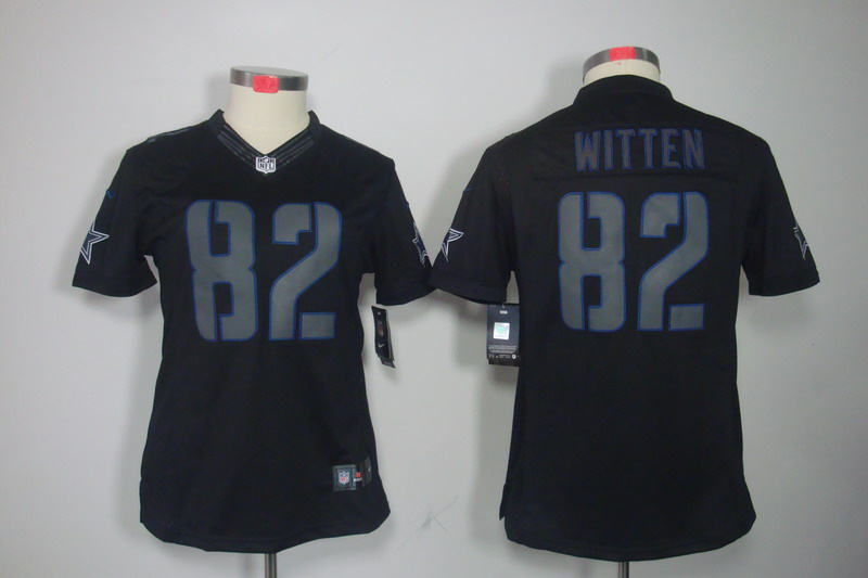 Nike Cowboys 82 Witten Black Impact Women Limited Jerseys