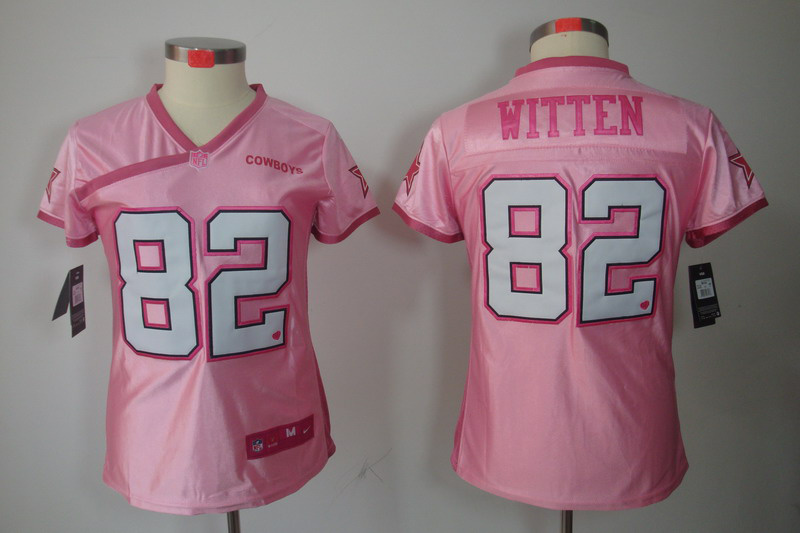 Nike Cowboys 82 Witten Pink Love's Women Jerseys