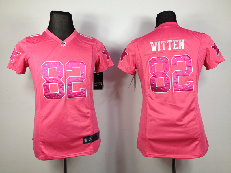 Nike Cowboys 82 Witten Pink Women Jerseys