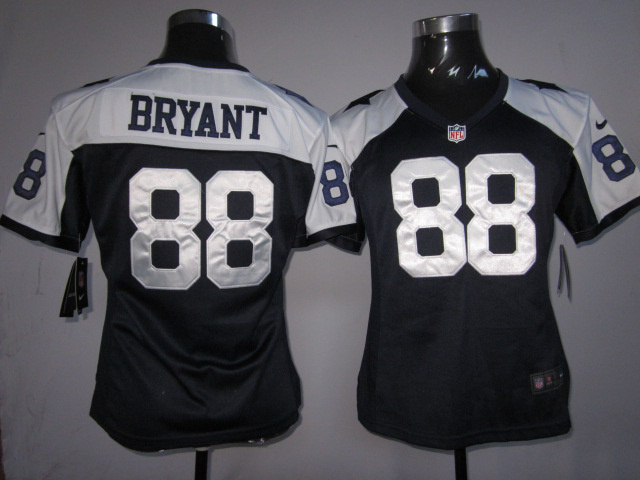 Nike Cowboys 88 Bryant Blue Thanksgiving Game Women Jerseys