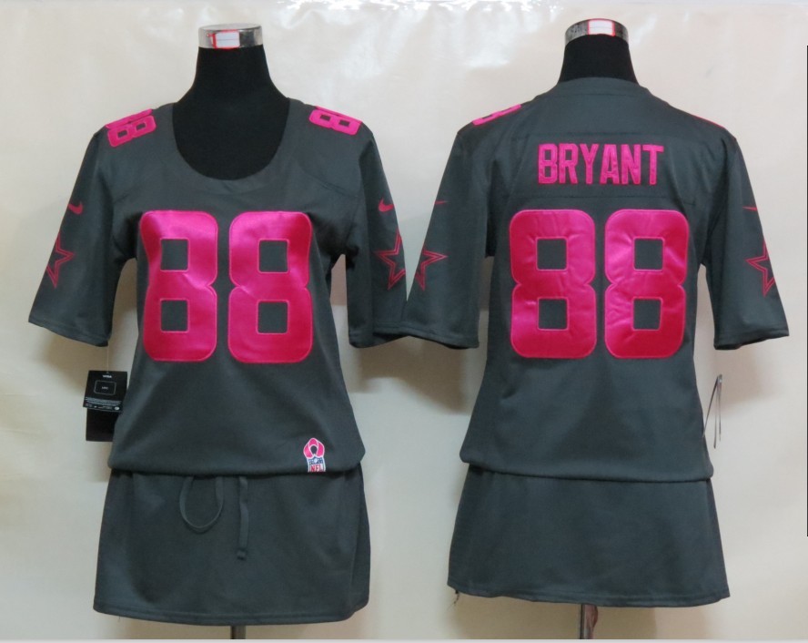 Nike Cowboys 88 Bryant Elite breast Cancer Awareness Dark Grey Women Jerseys