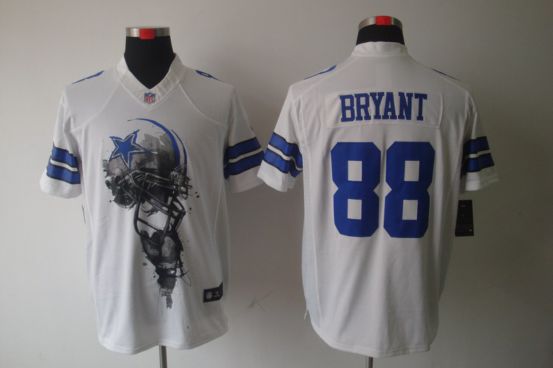 Nike Cowboys 88 Bryant White Helmet Tri-Blend Limited Jerseys