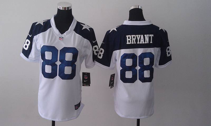 Nike Cowboys 88 Bryant White Thanksgiving Women Game Jerseys