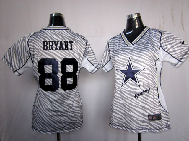Nike Cowboys 88 Bryant Women Zebra Jerseys