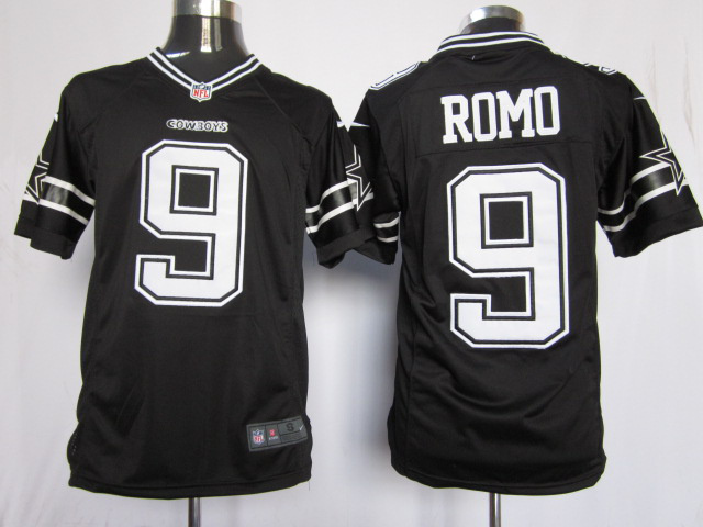 Nike Cowboys 9 Romo Black Game Jerseys