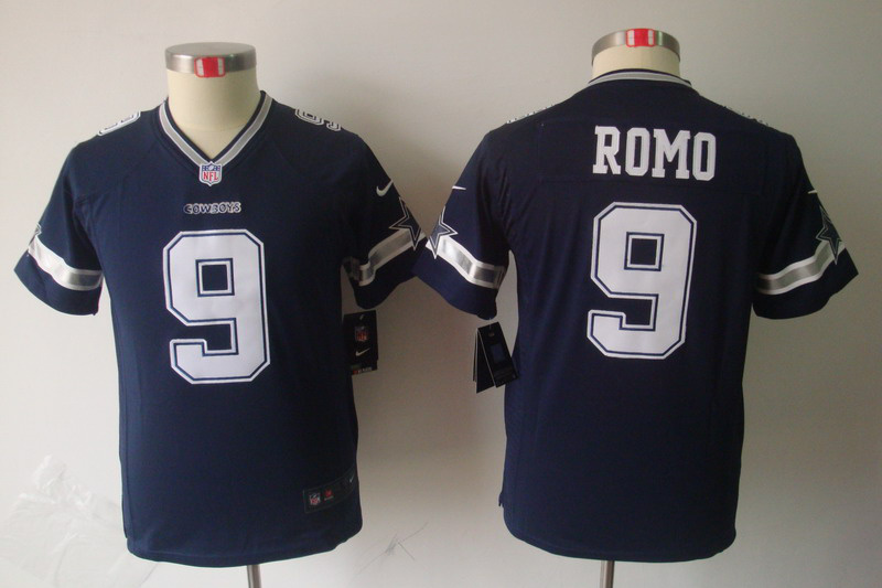 Nike Cowboys 9 Romo Blue Kids Limited Jerseys