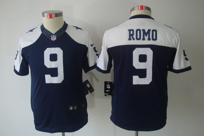 Nike Cowboys 9 Romo Blue Kids Thanksgiving Limited Jerseys