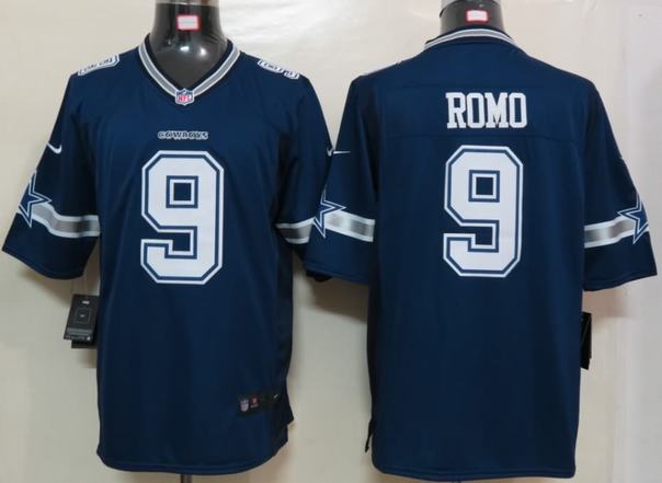 Nike Cowboys 9 Romo Blue Limited Jersey