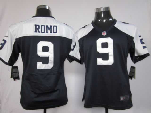 Nike Cowboys 9 Romo Blue Thanksgiving Game Women Jerseys