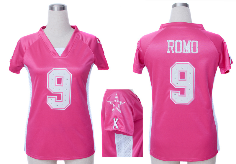 Nike Cowboys 9 Romo Pink Women Draft Him II Top Jerseys
