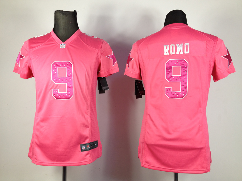 Nike Cowboys 9 Romo Pink Women Jerseys