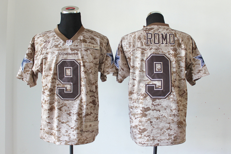 Nike Cowboys 9 Romo US Marine Corps Camo Elite Jerseys